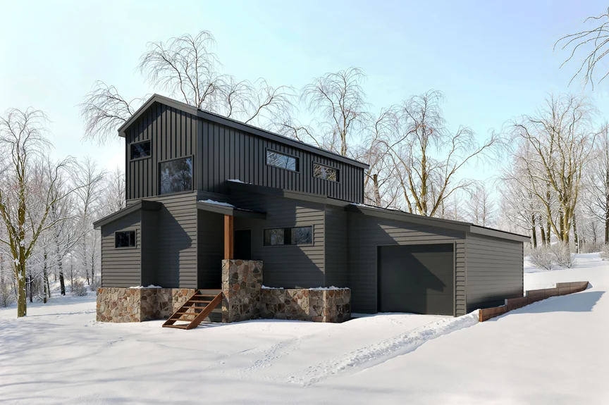 The Dinner Plain Project - Custom Anchor Homes Prefab Modular Home - Exterior Front